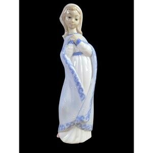 Vtg Zaphir Lladro Virgin Mary Madonna Blue White Dress 10' No Box